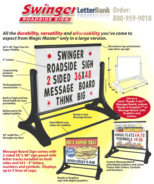 Molded plastic sidewalk sign 48" x 36"
