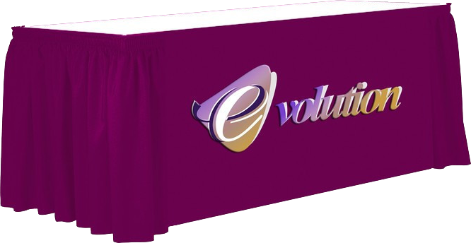 Full color front 15 foot table skirt, shirred