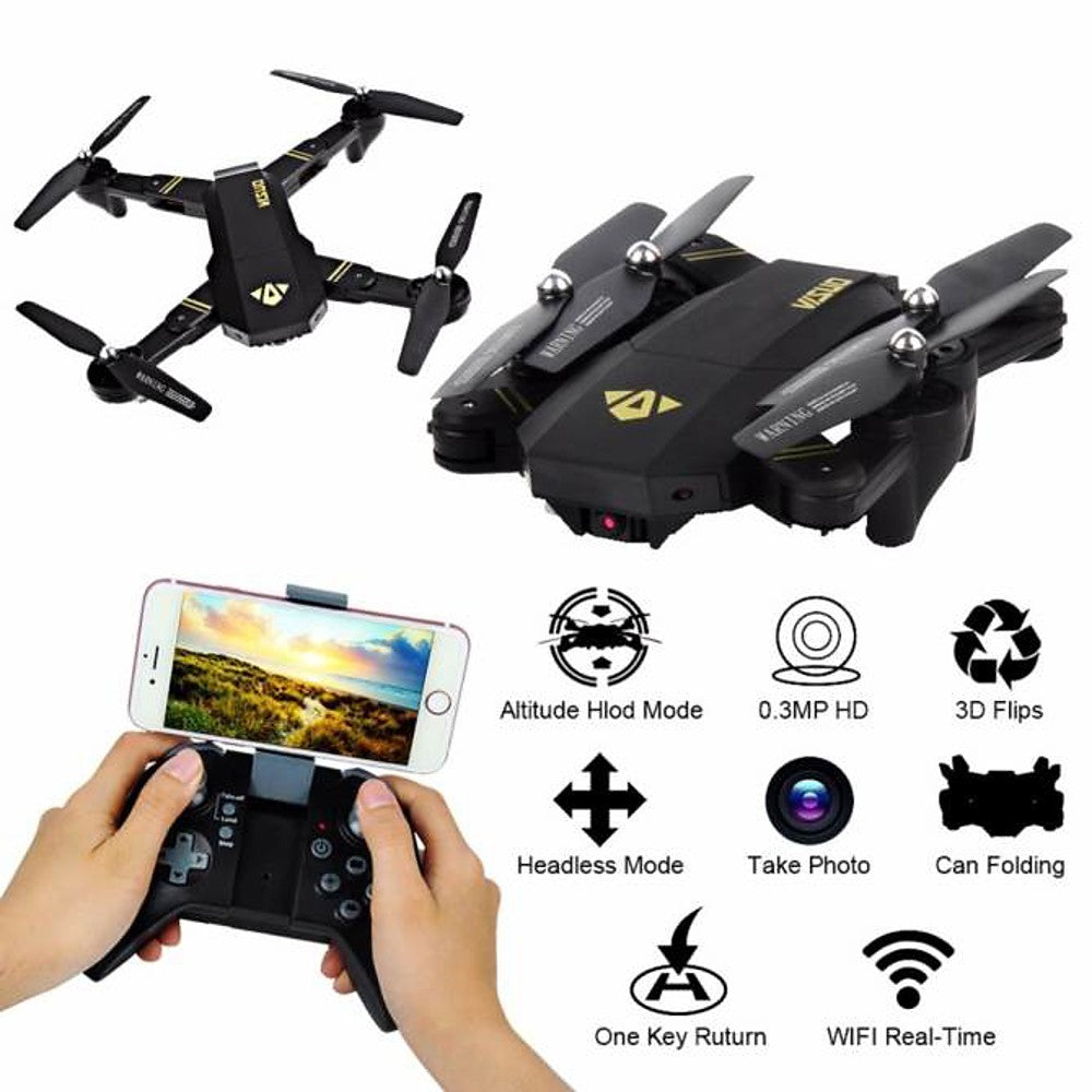 WOW RC Drone VISUO XS809W RTF 4CH 6 Axis 2.4G With HD Camera 0.3MP 480P RC Quadcopter One Key To Auto-Return / Headless Mode / 360°Rolling RC Quadcopter / Remote Controller / Transmmitter / Camera