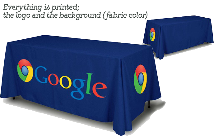 Economy 6 foot tablecloth printed in full color, full back
