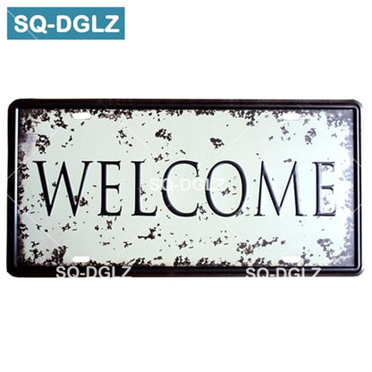 Welcome/WIFI License Plate Store Wall Decor Restrooms Tin Sign Vintage Road Guide Metal Sign Painting Plaques Poster