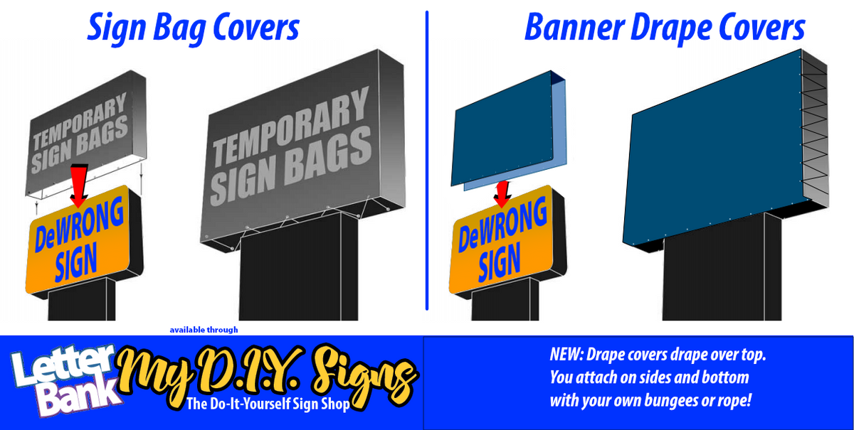 Cover over old lighted pylon signs with LetterBank Sign Bags and Cover ...