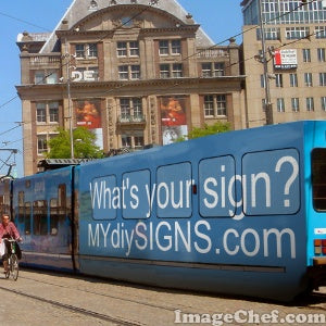Bus Advertising Signs, inside and outside of buses and on bus stops
