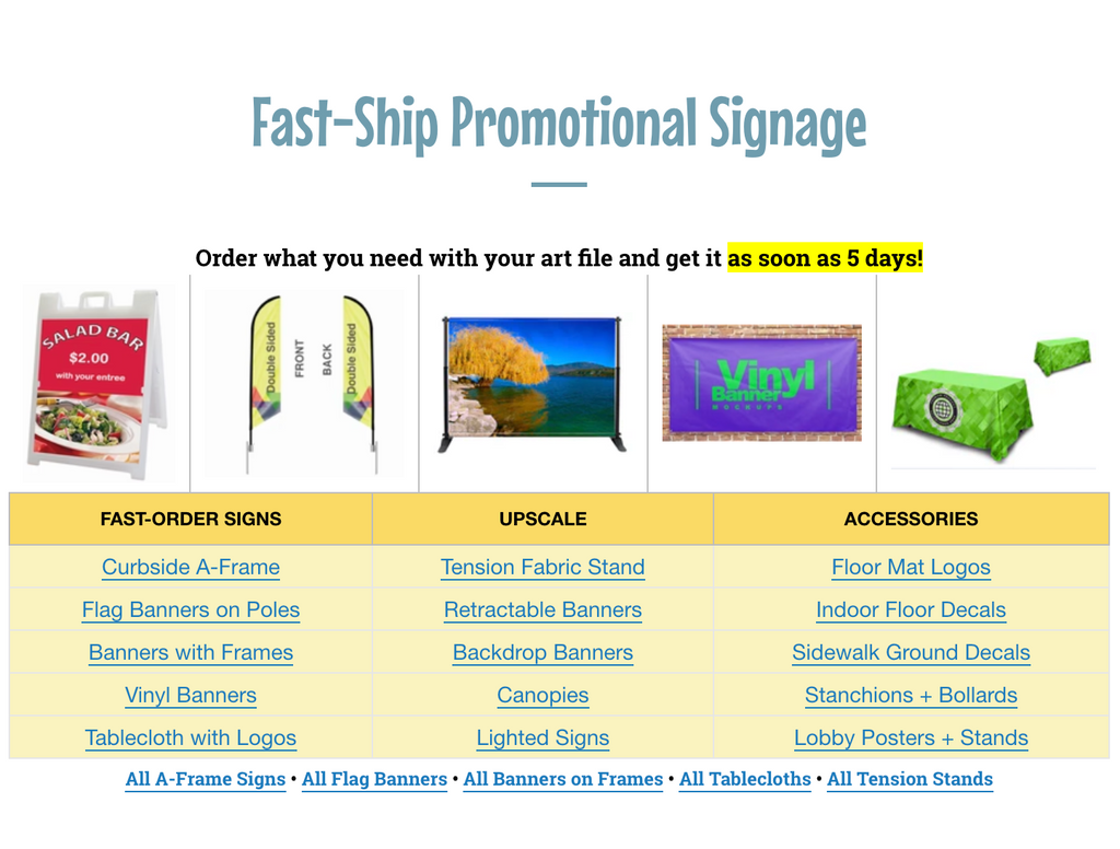 Fast-Ship Promotional Signage 5+ Days!