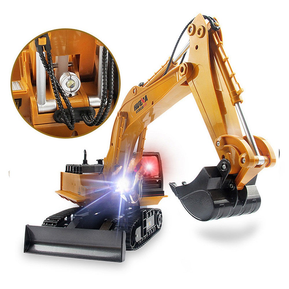 WOW RC Car HUINA 1510 11 Channel 2.4G Excavator 1:16 Remote Control / RC / Rechargeable / Electric