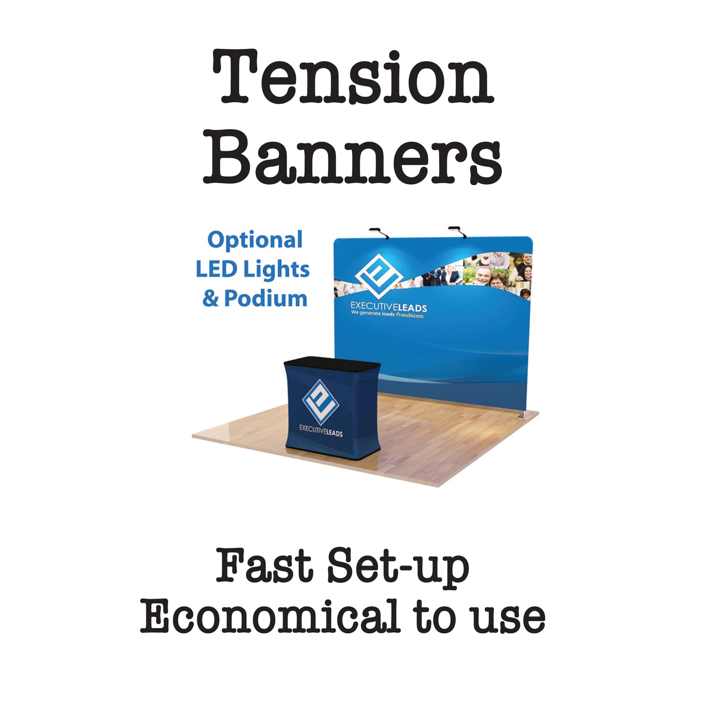 Tension Fabric Banner + Stand 36" x 90"
