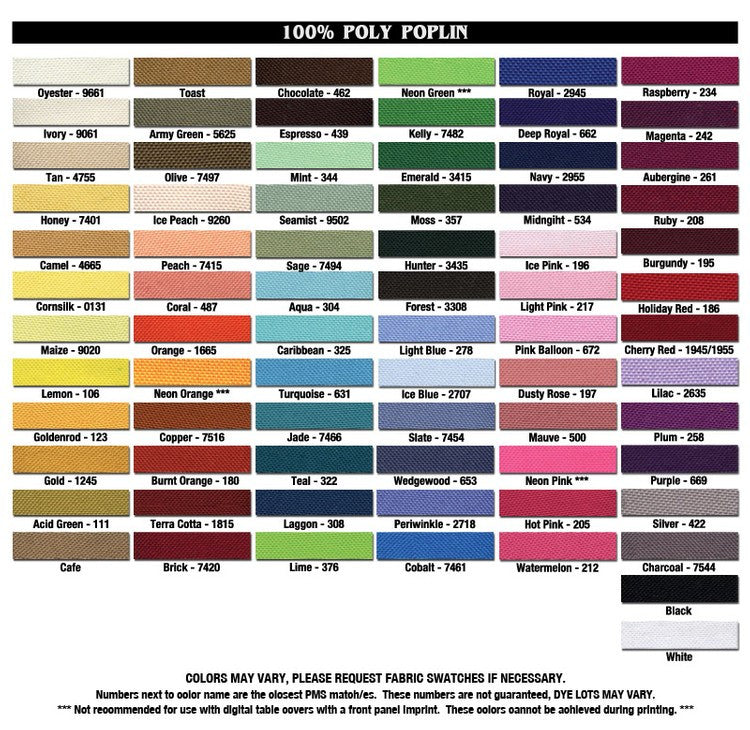 Full color front 15 foot table skirt, shirred