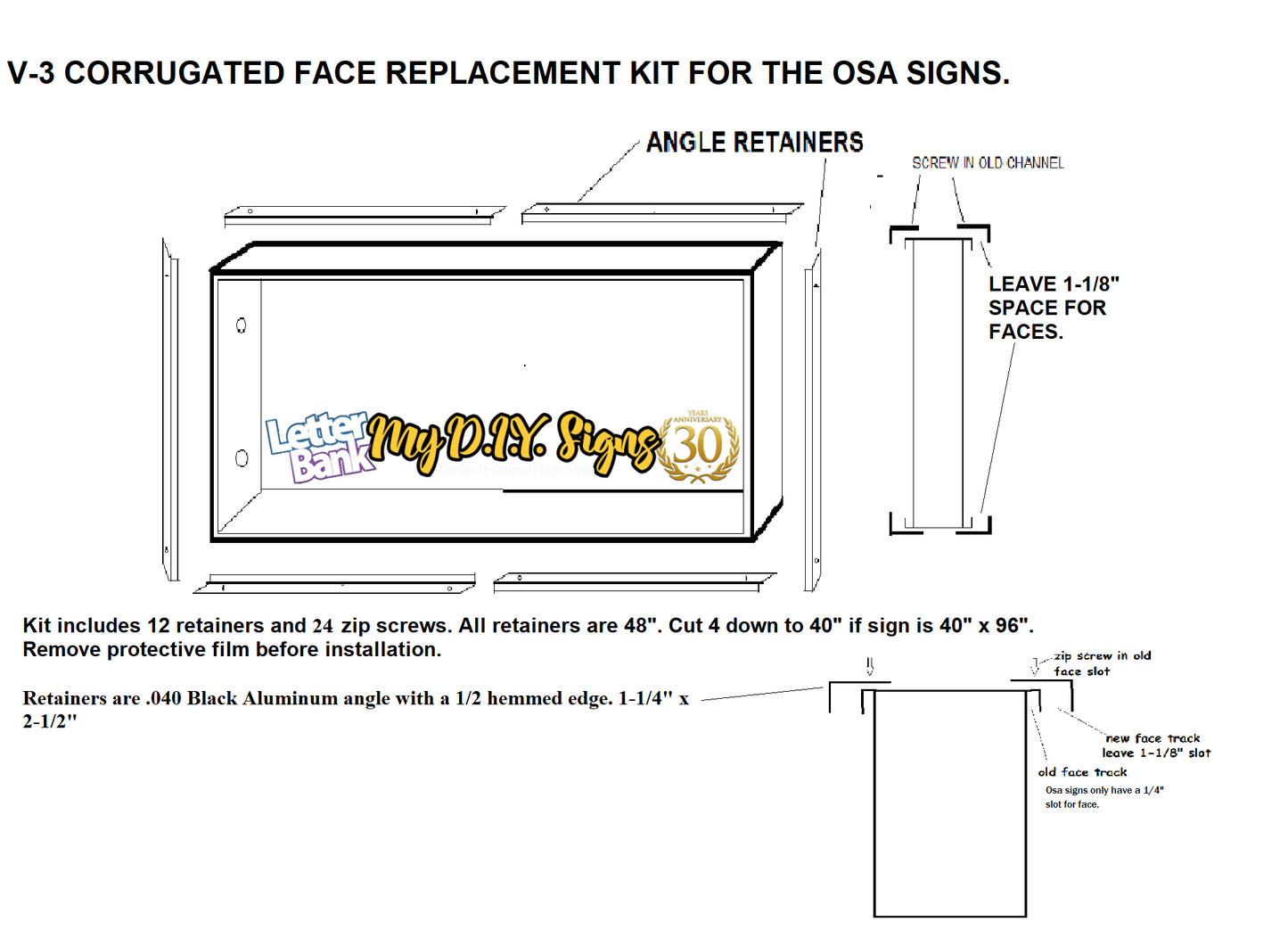 OSA adaptor for sign face replacements