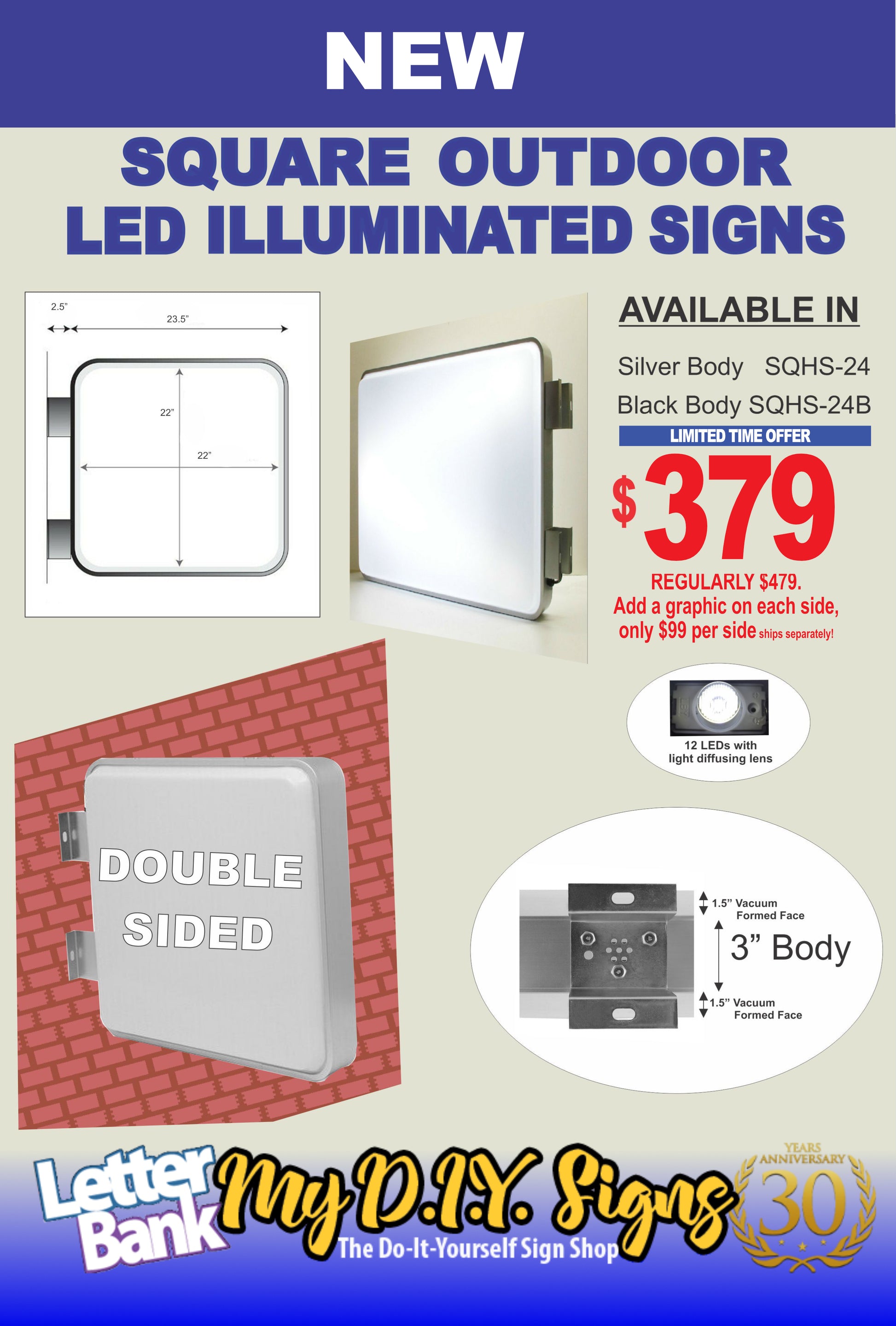 Trendy Square Outdoor Lighted LED Sign Cabinet. Add graphics ...