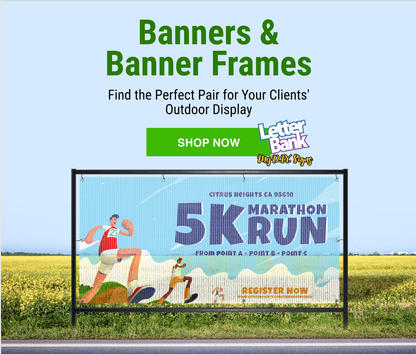 Outdoor in-ground banner and frame stand