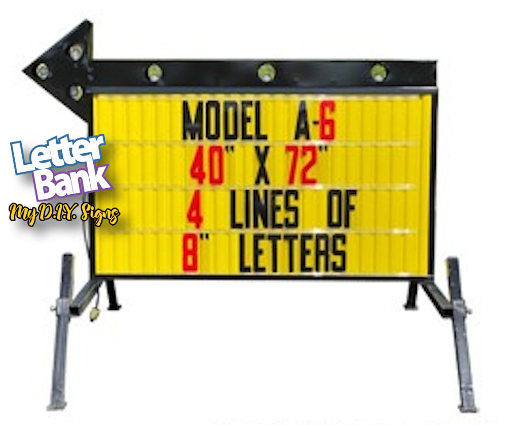 6 foot [40" x 72"] A6 Arrow Compact Portable Readerboard Sign