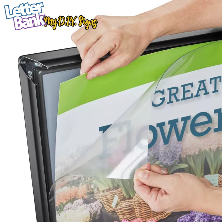 Add your own sign print on each side of our new wind-resistant sign. Your sign fits under the clear cover that protects it