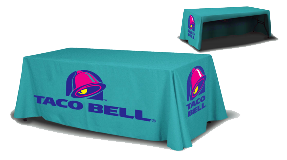 Economy 6 foot Table Cloth printed in full color, open back