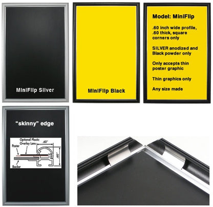 LetterBank's MiniFlip Snap Frames are popular for museum sign frames, directories and overhead advertising at MyDIYsigns.com
