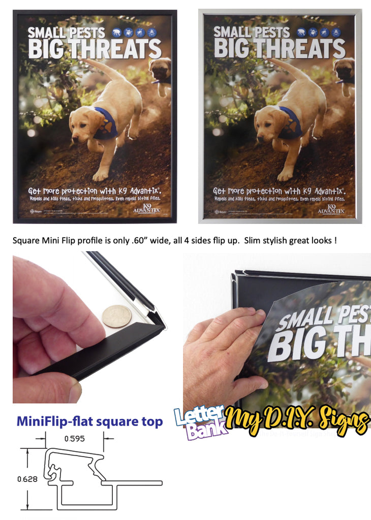 LetterBank's Mini Snap Frames have the thinnest profile commercial quality frame available. For sign frames on walls that need the slightest frame profile, check this out at MyDIYsigns.com