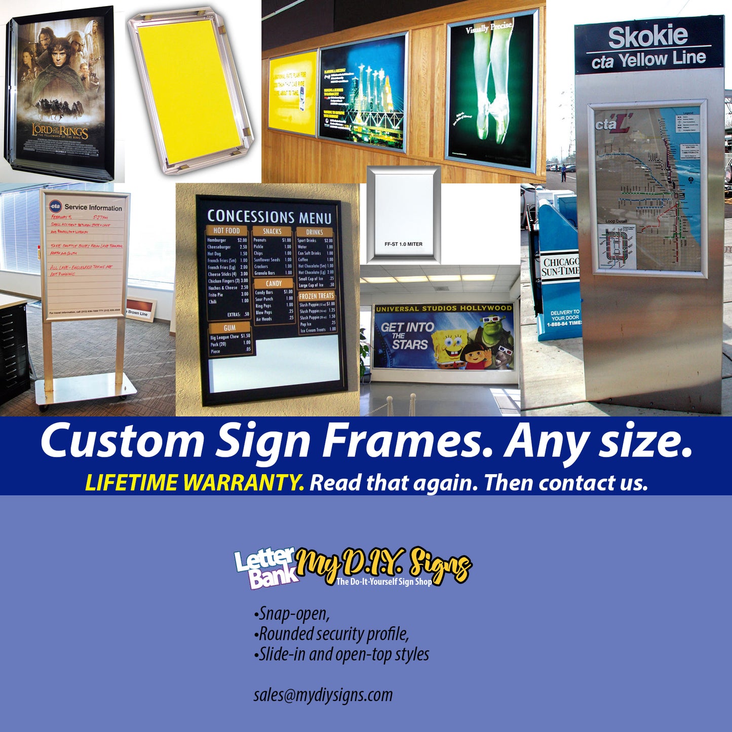 Print Ad 1.25" Snap-Open Frames; 4+ FRAMES