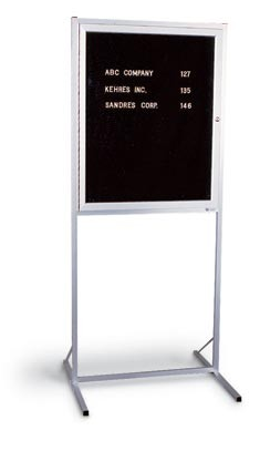 Aluminum Framed Enclosed Double Pedestal Corkboard 24"x36"